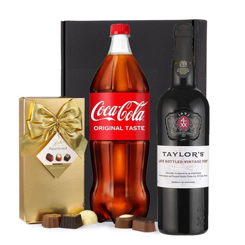 Taylors Late Bottled Vintage Port with Coca-Cola & Chocolates Gift Box | Spirit Mixer Set